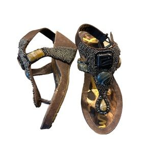Sam Edelman Distressed Beaded Sandals Size 5.5